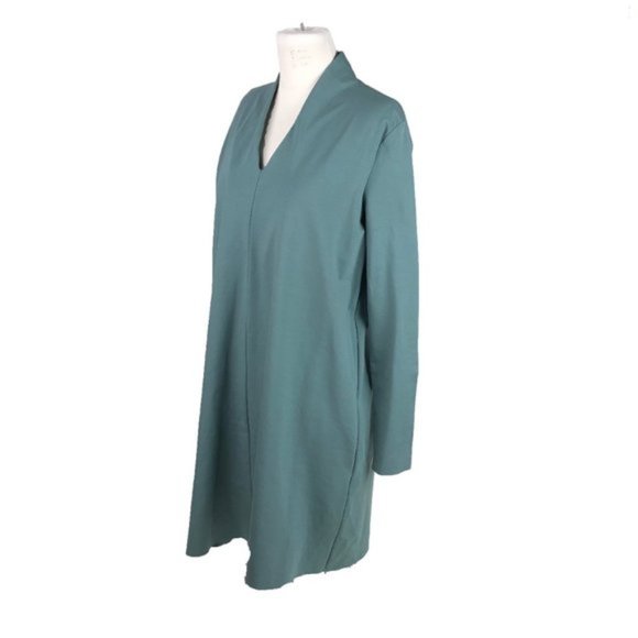 Cos M Medium Flared V Neck Dress Sage Green - Picture 3 of 8